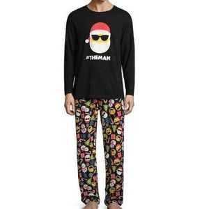 *Christmas Pajamas Small Santa "#The Man" 2 Pc Long Sleeve Shirt & Pants Mens
